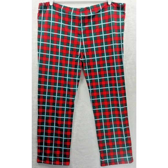 Women's XL Pajama Lounge Set 2 Pieces Christmas Green Red Plaid New - Picture 6 of 6